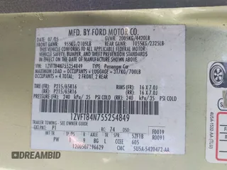 2005 Ford Mustang Deluxe with VIN 1ZVFT84N755254849, listed as a IAAI auction lot 42544077 with 276,391 mi miles and . Bid and sale history available at DreamBid. Image 9.