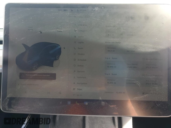 2024 Tesla Model Y Long Range with VIN 7SAYGDEE7RA307013, listed as a Copart auction lot 54767595 with 12,953 mi miles and Salvage Title. Bid and sale history available at DreamBid. Image 9.