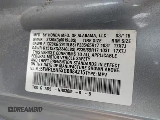 2016 Honda Odyssey EX-L z VIN 5FNRL5H6XGB084215, wystawiony jako IAAI lot #42381444 z przebiegiem 187 307 mil mil oraz . Historia ofert i sprzedaży dostępna na DreamBid. Obrazek 9.
