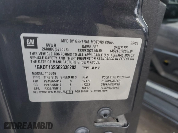 2006 GMC Envoy SLT with VIN 1GKDT13S562338202, listed as a Copart auction lot 87326504 with 158,468 mi miles and Clean Title. Bid and sale history available at carsss.com. Image 13.