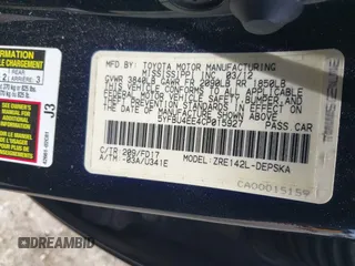 2012 Toyota Corolla L with VIN 5YFBU4EE4CP015927, listed as a IAAI auction lot 41924742 with 162,021 mi miles and . Bid and sale history available at DreamBid. Image 9.