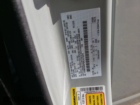 2024 Ford Bronco Outer Banks с VIN 1FMEE8BP8RLA73270, выставлен на аукционе Copart как лот 56790205 с пробегом 8 715 миль миль и Списание • Salvage title. История ставок и продаж доступна на DreamBid. Изображение 13.