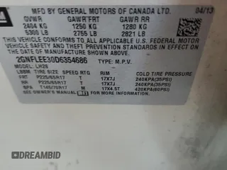 2013 Chevrolet Equinox LT with VIN 2GNFLEE30D6354686, listed as a Copart auction lot 49858585 with 203,113 mi miles and Clean Title. Bid and sale history available at carsss.com. Image 13.