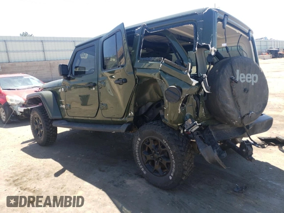 2020 Jeep Wrangler Unlimited Sahara with VIN 1C4HJXEG9LW311913, listed as a Copart auction lot 54265535 with 43,893 mi miles and Salvage title. Bid and sale history available at DreamBid. Image 2.