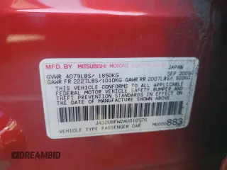 2010 Mitsubishi Lancer GTS with VIN JA32U8FW2AU010576, listed as a Copart auction lot 81157694 with 192,817 mi miles and Salvage Title. Bid and sale history available at DreamBid. Image 12.