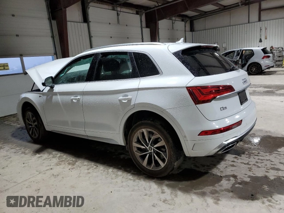 2023 Audi Q5 S line Prestige z VIN WA1FAAFY7P2165319, wystawiony jako Copart lot #83750474 z przebiegiem Nie podano mil oraz Szkoda całkowita • Salvage title. Historia ofert i sprzedaży dostępna na DreamBid. Obrazek 2.