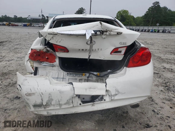 2012 Infiniti G25 Journey with VIN JN1DV6AP2CM812370, listed as a Copart auction lot 56016535 with 163,502 mi miles and Salvage title. Bid and sale history available at DreamBid. Image 6.