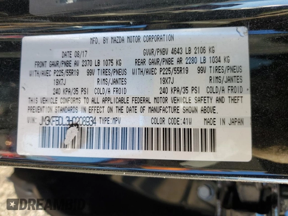 2017 Mazda CX-5 Grand Touring with VIN JM3KFBDL3H0208934, listed as a Copart auction lot 88271405 with Not Provided miles and Non Repairable. Bid and sale history available at carsss.com. Image 15.