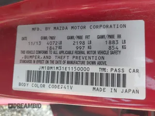 2014 Mazda 3 S Grand Touring with VIN JM1BM1M31E1150000, listed as a IAAI auction lot 42470302 with 186,187 mi miles and . Bid and sale history available at DreamBid. Image 9.