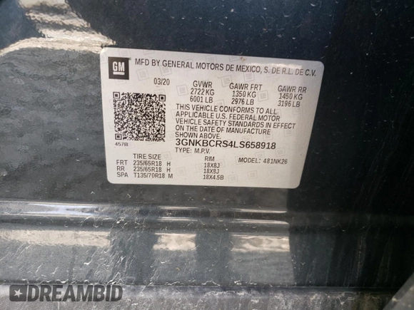 2020 Chevrolet Blazer LT с VIN 3GNKBCRS4LS658918, выставлен на аукционе Copart как лот 51866985 с пробегом 27 714 миль миль и Списание • Salvage title. История ставок и продаж доступна на DreamBid. Изображение 13.