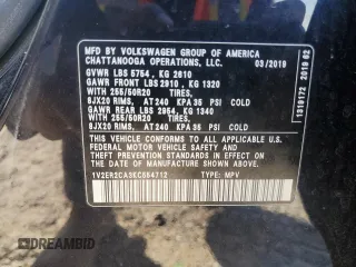 2019 Volkswagen Atlas SEL с VIN 1V2ER2CA3KC554712, выставлен на аукционе Copart как лот 85700544 с пробегом 50 400 миль миль и Списание • Salvage title. История ставок и продаж доступна на DreamBid. Изображение 14.
