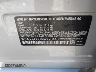 2021 BMW 5 Series 540i с VIN WBA53BJ08MWX28446, выставлен на аукционе IAAI как лот 42200893 с пробегом 20 725 миль миль и . История ставок и продаж доступна на DreamBid. Изображение 9.