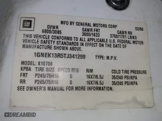 1996 Chevrolet Tahoe with VIN 1GNEK13R5TJ341299, listed as a IAAI auction lot 41713489 with 251,990 mi miles. Bid and sale history available at carsss.com. Image 9.