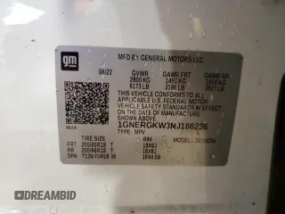 2022 Chevrolet Traverse LT Cloth z VIN 1GNERGKW3NJ188236, wystawiony jako Copart lot #51390655 z przebiegiem 50 633 mil mil oraz Szkoda całkowita • Salvage title. Historia ofert i sprzedaży dostępna na DreamBid. Obrazek 13.