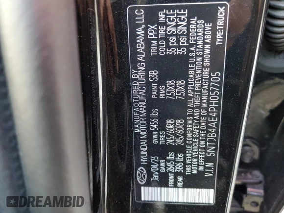 2023 Hyundai Santa Cruz SEL z VIN 5NTJB4AE4PH057705, wystawiony jako Copart lot #80667054 z przebiegiem 14 580 mil mil oraz Nie do naprawy • Non repairable. Historia ofert i sprzedaży dostępna na DreamBid. Obrazek 15.