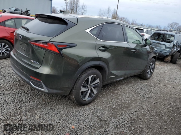 2021 Lexus NX 300h with VIN JTJGJRDZ9M2155016, listed as a Copart auction lot 49876235 with 43,870 mi miles and Salvage title. Bid and sale history available at DreamBid. Image 3.