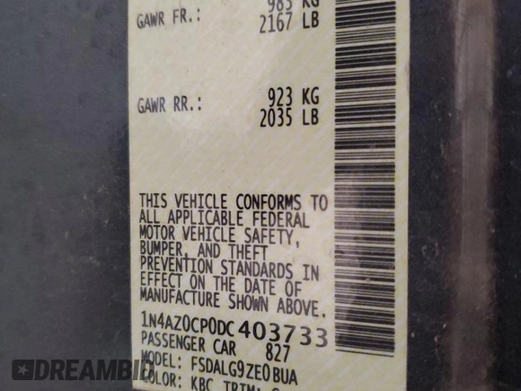 2013 Nissan LEAF SL with VIN 1N4AZ0CP0DC403733, listed as a Copart auction lot 55895555 with 56,896 mi miles and Clean Title. Bid and sale history available at DreamBid. Image 12.