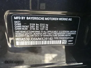 2021 BMW 5 Series 540i with VIN WBA53BJ06MWX28140, listed as a Copart auction lot 43369545 with 19,694 mi miles and Non Repairable. Bid and sale history available at DreamBid. Image 12.