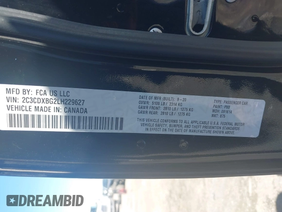 2020 Dodge Charger SXT with VIN 2C3CDXBG2LH229627, listed as a IAAI auction lot 41596342 with 124,012 mi miles and . Bid and sale history available at DreamBid. Image 9.