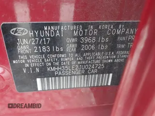 2018 Hyundai Elantra with VIN KMHH35LE2JU024725, listed as a IAAI auction lot 41195915 with 90,862 mi miles and . Bid and sale history available at DreamBid. Image 9.