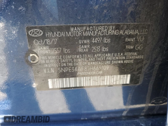 2018 Hyundai Sonata SEL with VIN 5NPE34AF8JH665109, listed as a Copart auction lot 55112215 with 70,569 mi miles and Non Repairable. Bid and sale history available at DreamBid. Image 12.