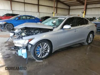 2018 Infiniti Q50 Luxe z VIN JN1EV7ARXJM435781, wystawiony jako Copart lot #55398455 z przebiegiem 95 020 mil mil oraz Szkoda całkowita • Salvage title. Historia ofert i sprzedaży dostępna na DreamBid. Obrazek 1.