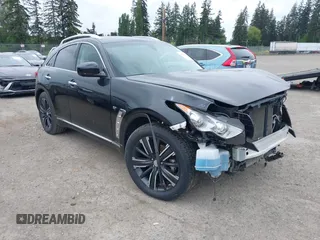 2014 Infiniti QX70 z VIN JN8CS1MW6EM410768, wystawiony jako IAAI lot #42277832 z przebiegiem Nie podano mil oraz . Historia ofert i sprzedaży dostępna na DreamBid. Obrazek 1.