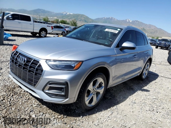 2021 Audi Q5 Premium Plus with VIN WA1BAAFY6M2004339, listed as a Copart auction lot 58202305 with 82,446 mi miles and Salvage title. Bid and sale history available at DreamBid. Image 1.