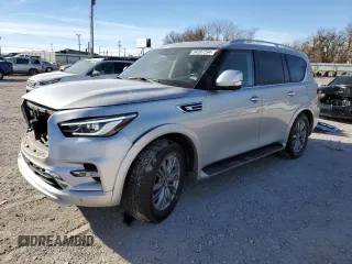 2021 Infiniti QX80 LUXE with VIN JN8AZ2AF1M9717926, listed as a Copart auction lot 84597594 with 103,471 mi miles and Salvage Title. Bid and sale history available at carsss.com. Image 1.