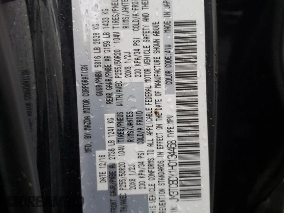 2017 Mazda CX-9 Grand Touring with VIN JM3TCBDY1H0134468, listed as a Copart auction lot 84291204 with 91,218 mi miles and Salvage Title. Bid and sale history available at carsss.com. Image 13.