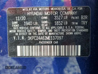 2021 Hyundai Accent SE z VIN 3KPC24A62ME137097, wystawiony jako Copart lot #56751815 z przebiegiem 66 381 mil mil oraz Szkoda całkowita • Salvage title. Historia ofert i sprzedaży dostępna na DreamBid. Obrazek 12.