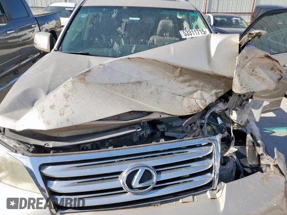 2010 Lexus GX 460 with VIN JTJBM7FX1A5004747, listed as a Copart auction lot 53311715 with Not Provided miles and Salvage Title. Bid and sale history available at DreamBid. Image 12.