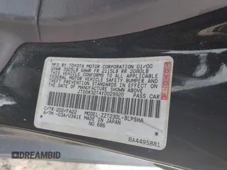 2000 Toyota Celica GT with VIN JTDDR32T4Y0029920, listed as a IAAI auction lot 41944128 with 251,469 mi miles. Bid and sale history available at carsss.com. Image 9.