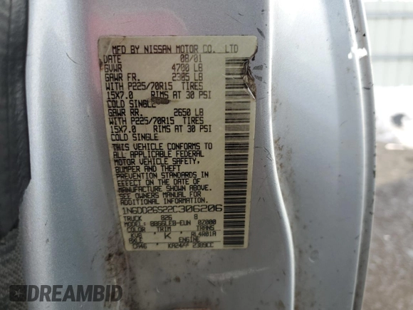 2002 Nissan Frontier XE with VIN 1N6DD26S22C306206, listed as a Copart auction lot 45144935 with Not provided miles and Clean title. Bid and sale history available at DreamBid. Image 12.