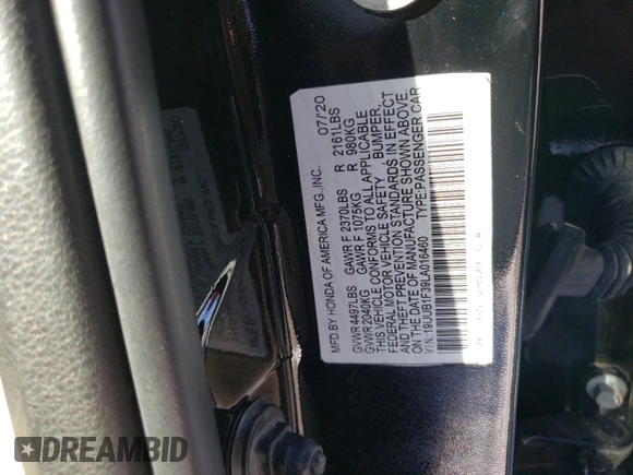 2020 Acura TLX with VIN 19UUB1F39LA016460, listed as a Copart auction lot 44309375 with 46,716 mi miles and Salvage Title. Bid and sale history available at carsss.com. Image 13.