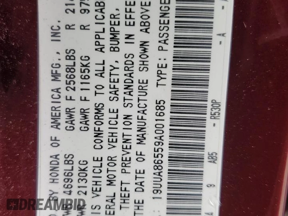 2009 Acura TL Technology z VIN 19UUA86559A001685, wystawiony jako Copart lot #61082135 z przebiegiem 215 373 mil mil oraz Szkoda całkowita • Salvage title. Historia ofert i sprzedaży dostępna na DreamBid. Obrazek 12.