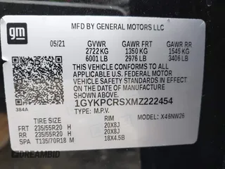 2021 Cadillac XT6 Premium Luxury with VIN 1GYKPCRSXMZ222454, listed as a IAAI auction lot 41648439 with 113,547 mi miles and . Bid and sale history available at carsss.com. Image 9.