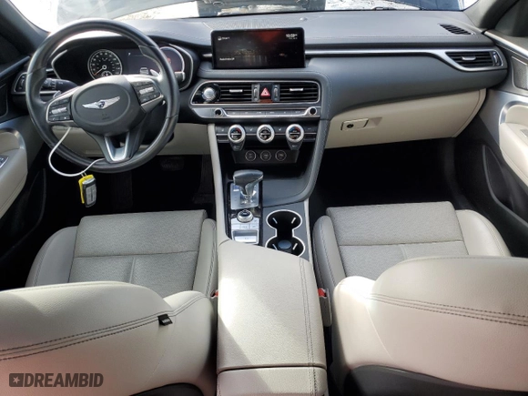 2022 Genesis G70 2.0T with VIN KMTG34TA3NU098458, listed as a Copart auction lot 87091144 with 19,802 mi miles and Salvage Title. Bid and sale history available at carsss.com. Image 8.