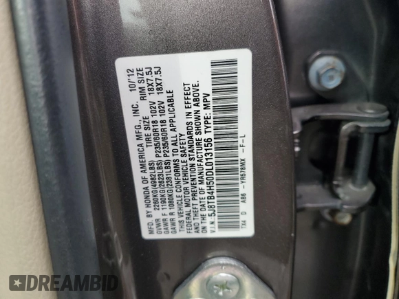 2013 Acura RDX Technology with VIN 5J8TB4H50DL013156, listed as a Copart auction lot 82024414 with 102,166 mi miles and Salvage Title. Bid and sale history available at DreamBid. Image 16.
