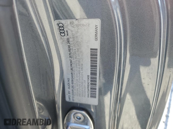 2014 Audi S5 Premium Plus with VIN WAUCGAFRXEA010408, listed as a Copart auction lot 42742145 with 128,354 mi miles and Salvage Title. Bid and sale history available at carsss.com. Image 12.