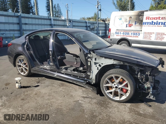 2024 Infiniti Q50 Red Sport 400 with VIN JN1FV7DPXRM660325, listed as a Copart auction lot 83021934 with 142 mi miles and Non Repairable. Bid and sale history available at DreamBid. Image 4.