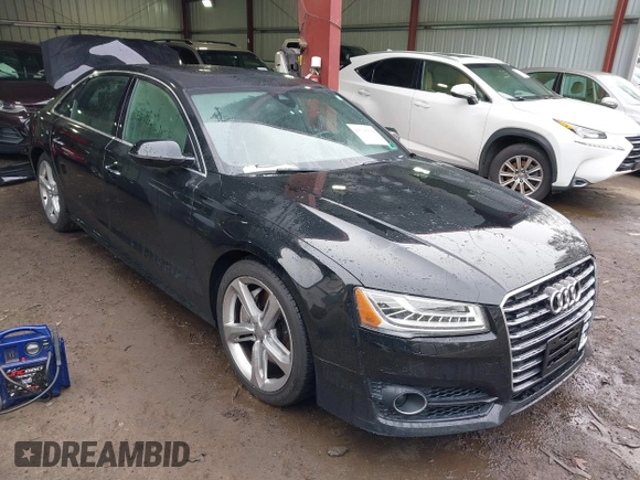 2018 Audi A8 L with VIN WAU44AFD8JN000478, listed as a IAAI auction lot 41726558 with 88,668 mi miles. Bid and sale history available at carsss.com. Image 1.