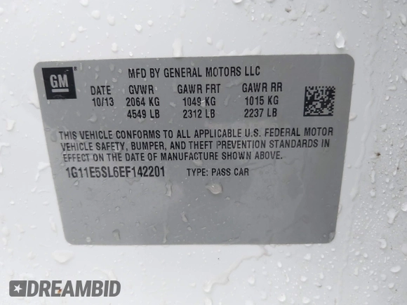 2014 Chevrolet Malibu LT with VIN 1G11E5SL6EF142201, listed as a IAAI auction lot 42112527 with 203,349 mi miles and . Bid and sale history available at DreamBid. Image 9.