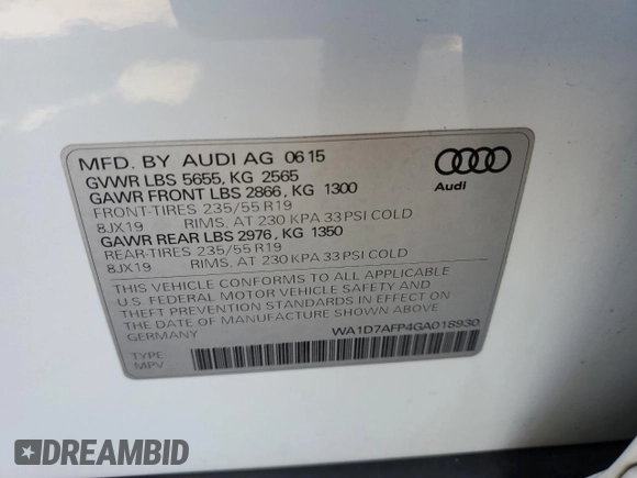 2016 Audi Q5 Premium Plus z VIN WA1D7AFP4GA018930, wystawiony jako Copart lot #54224945 z przebiegiem 54 450 mil mil oraz Szkoda całkowita • Salvage title. Historia ofert i sprzedaży dostępna na DreamBid. Obrazek 13.