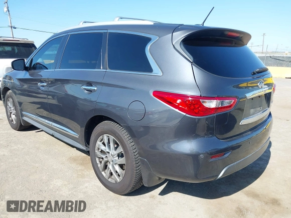 2013 Infiniti JX35 with VIN 5N1AL0MM3DC313827, listed as a IAAI auction lot 42185244 with 127,814 mi miles. Bid and sale history available at carsss.com. Image 3.