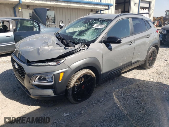 2021 Hyundai Kona Night Edition with VIN KM8K6CA53MU687603, listed as a Copart auction lot 75451844 with 18,292 mi miles and Salvage Title. Bid and sale history available at DreamBid. Image 1.