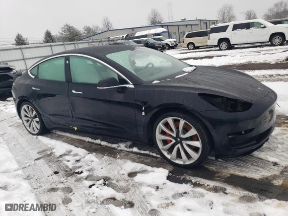 2019 Tesla Model 3 Long Range with VIN 5YJ3E1EB1KF407053, listed as a Copart auction lot 45630465 with 0 mi miles and Salvage Title. Bid and sale history available at carsss.com. Image 4.