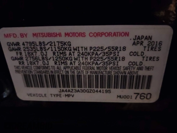 2016 Mitsubishi Outlander SE с VIN JA4AZ3A30GZ044195, выставлен на аукционе IAAI как лот 41517908 с пробегом 134 624 миль миль и . История ставок и продаж доступна на DreamBid. Изображение 9.