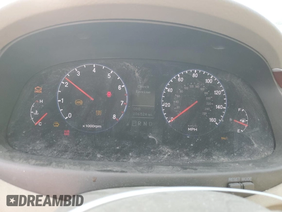 2008 Hyundai Azera Limited with VIN KMHFC46F98A251380, listed as a Copart auction lot 49347165 with 206,526 mi miles and Salvage Title. Bid and sale history available at DreamBid. Image 9.