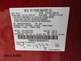 2018 Ford Flex SEL z VIN 2FMGK5C80JBA00373, wystawiony jako IAAI lot #42209810 z przebiegiem 46 231 mil mil oraz . Historia ofert i sprzedaży dostępna na DreamBid. Obrazek 9.